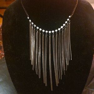 Rhinestone and burnished gold chain Boho Necklace.